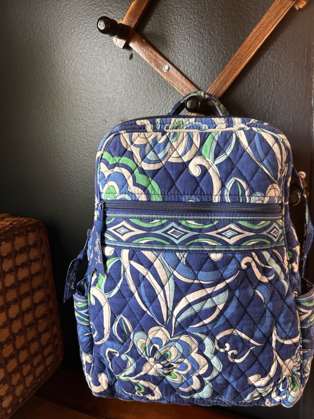 Vera Bradley Mini Backpack -Mediterranean Blue- Quilted Cotton Travel Bag - Picture 12 of 14